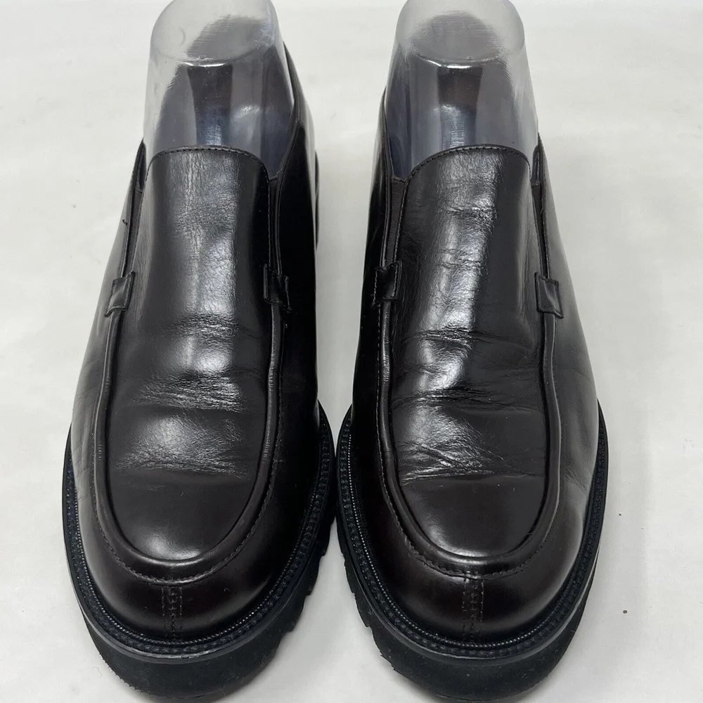 Paul Green Women's lug sole Platfrom Loafer Brown Leather Flat Slip On 8 US 10.5 - Picture 8 of 10